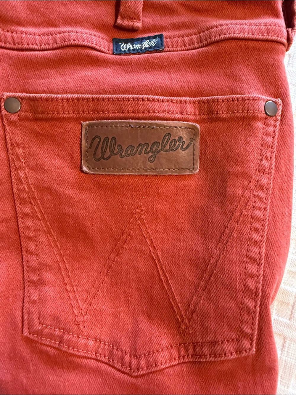 NWOT Wrangler Retro Rust Red High-Rise Jeans. Brand new never worn